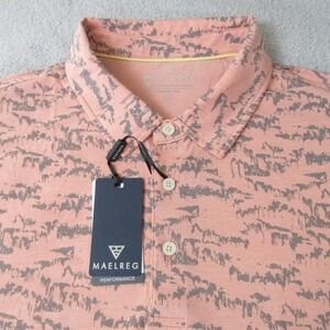 MAELREG Performance Polo Shirt Mens XL Light Orange Massif Print Wicking UPF 30+